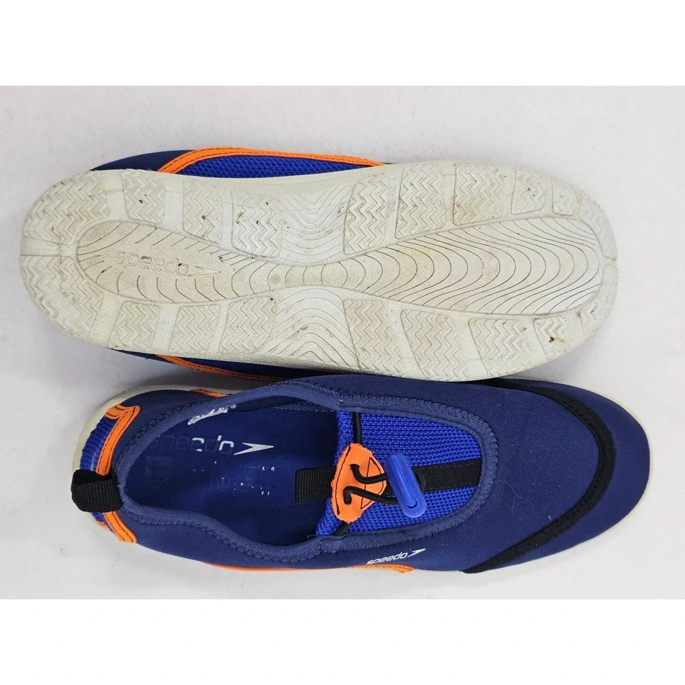 Speedo Kids Aqua‎ Shoes Water Shoes Slip On Blue Orange Drawstring Size 5
